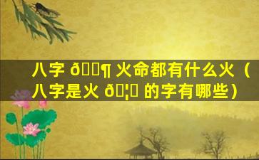 八字 🐶 火命都有什么火（八字是火 🦁 的字有哪些）